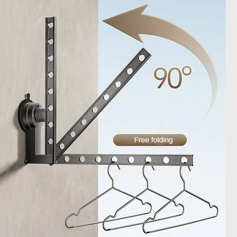 Suction Cup Folding Clothes Drying Rack for Balcony Without Punching Invisible Retractable Bay Window Sill Indoor Clothes Drying 3