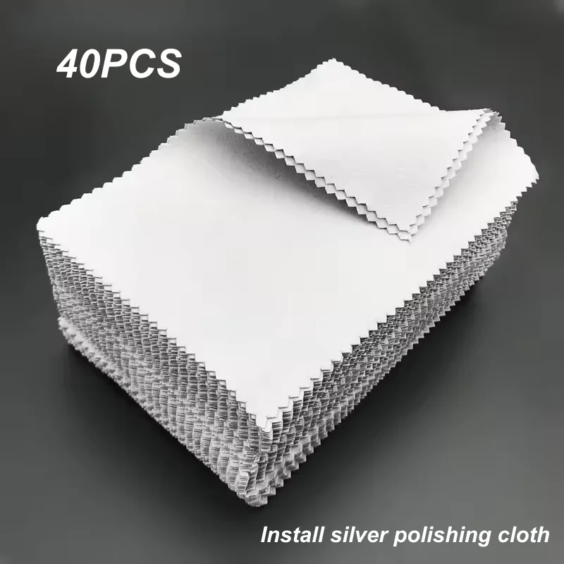 40pcs 8x6cm 실버 폴리쉬 클리너 와이프 천 실버 금속 보석 도구 용품 청소..
