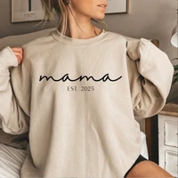 Mama Est. 2025 Sweatshirt Sweatshirts for Expecting Mothers 2024 Cute New Mother Gift Idea Pregnancy Announcement Women Clothes 1