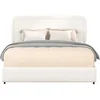 Bed with Storage,Queen Size Platform Bed Frame with 2 Drawers,Curved Stitched Tufted Headboard, Wooden Slat Mattress Support 3