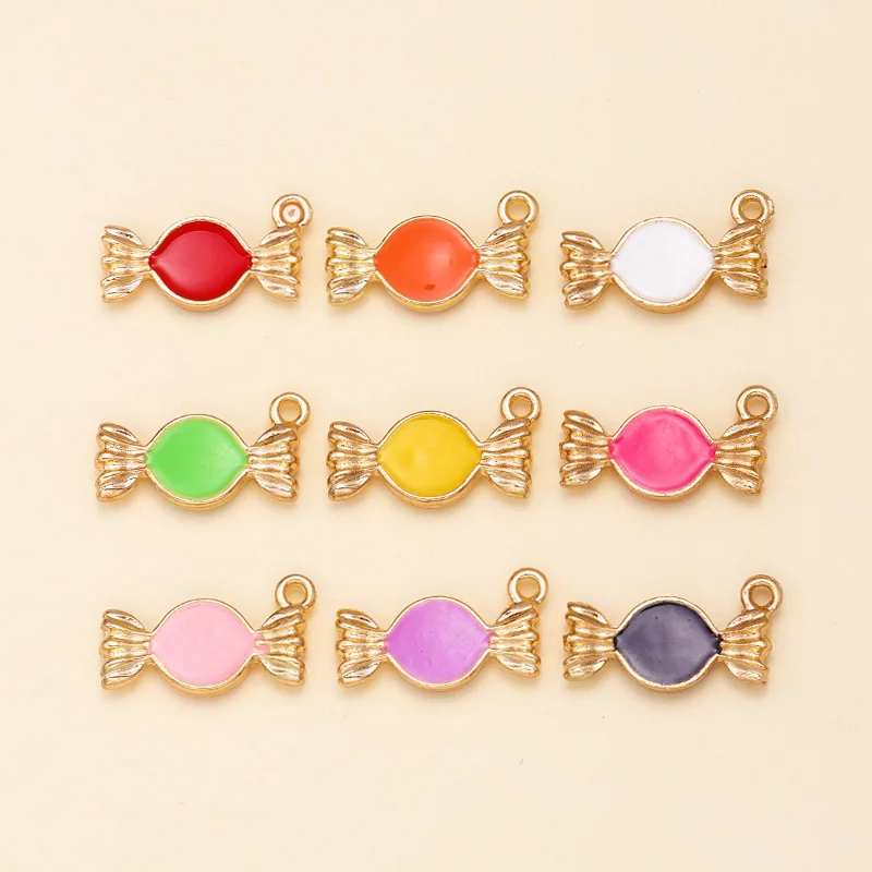 

20Pcs Multicolor Cute Two-sided Enamel Candy Charms For DIY Halloween Candy Pendants Earrings Bracelets Jewelry Accessories