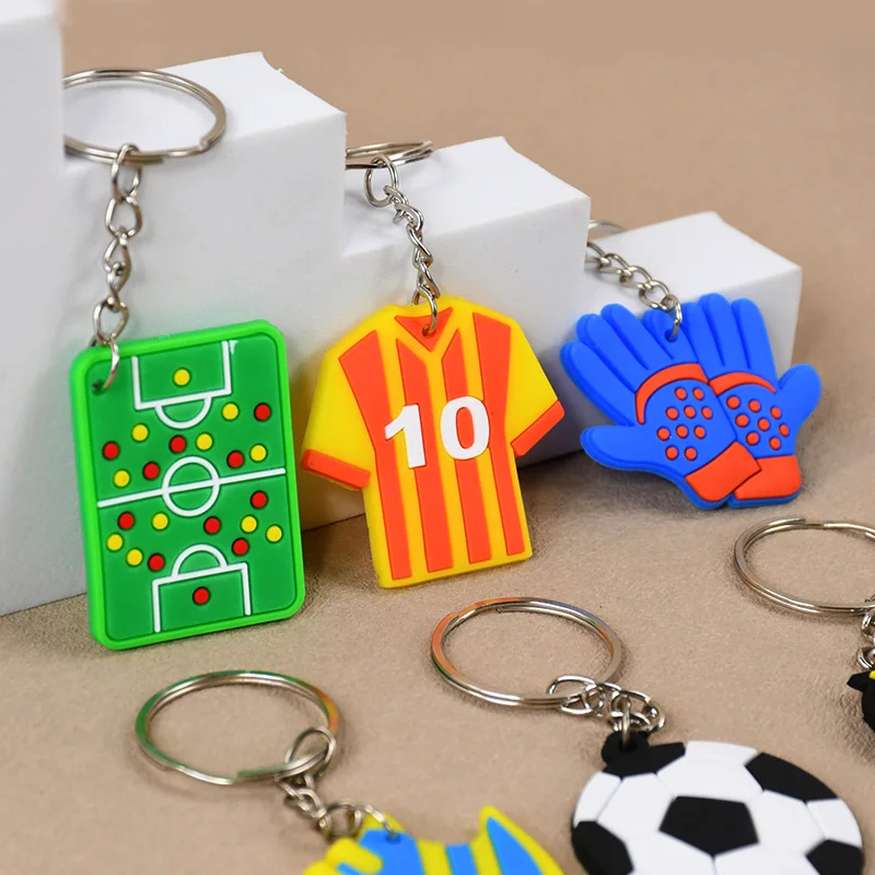 6/12Pcs Soccer Party Favors Keychain Kids Sports Theme Birthday Party Silicone Football Pendants Goodie Bag Pinata Fillers Toy