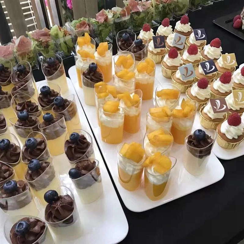 A08I 30Pcs 80Ml Mini Disposable Bevel Cake Cups Pudding Jelly Mousse Cup Appetizer Bowl For Home Dessert Shop Food Container