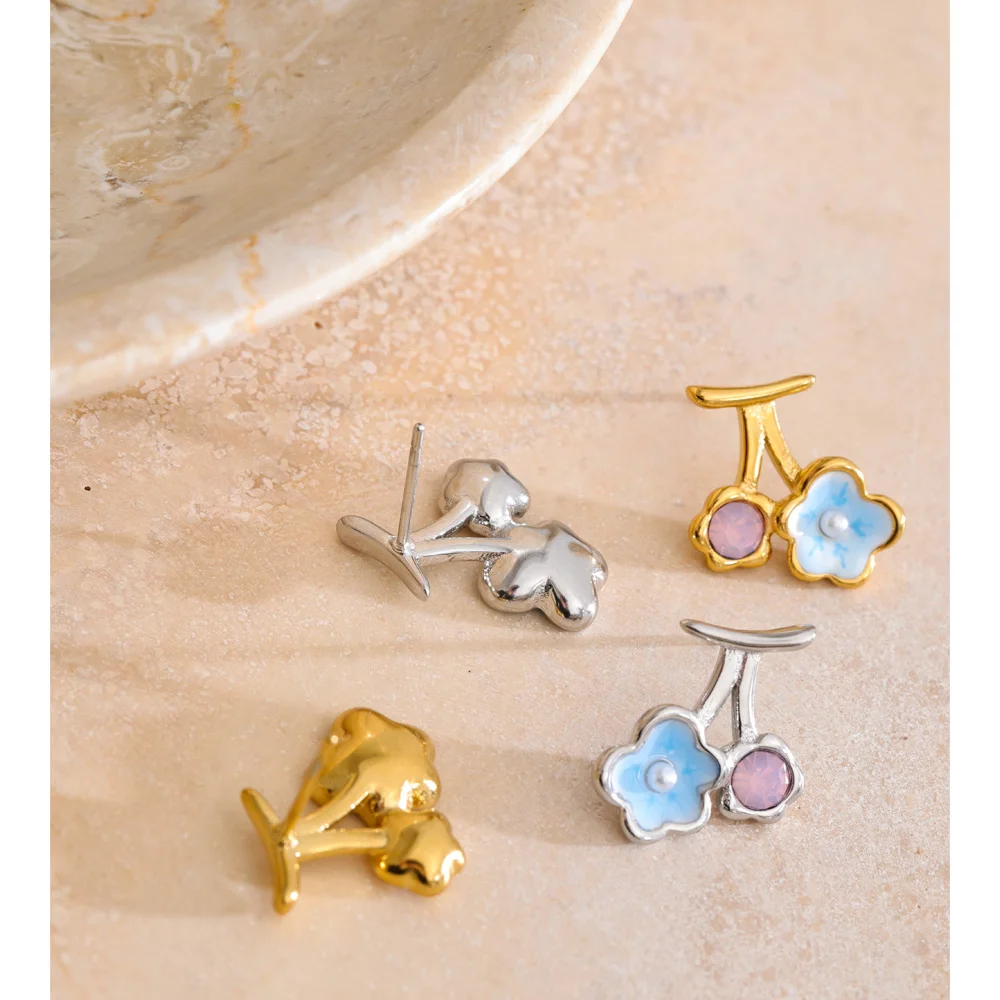 Yhpup Earrings Enamel Waterproof PVD Plated Young Women Jewelry Gift