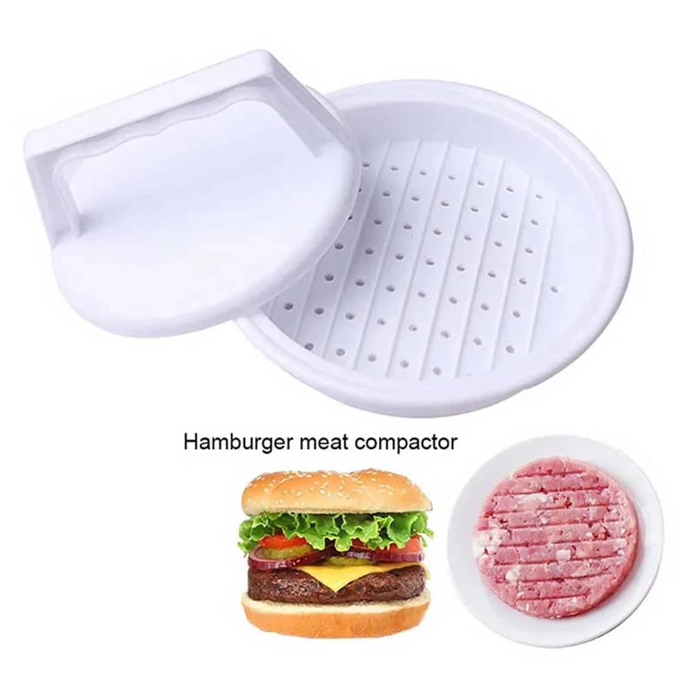Round Shape Hamburger Press Food-Grade Plastic Hamburger Meat Beef Grill Burger Press Patty Maker Mold Mould Kitchen Tool 1 Set