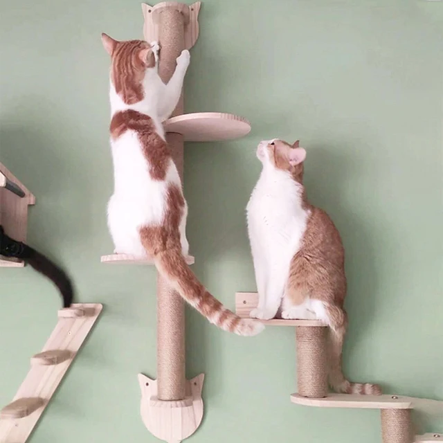 Cat Tree With Scratching Posts 2 Perches Platforms Wall Mounted Sisal Scratcher Hammock For Cats Kittens Climb Play Rest 2