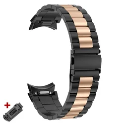 Premium No-Gap Quick Fit Stainless Steel Watch Strap Bracelet for Galaxy 4 44mm 40mm (Black rosegold)