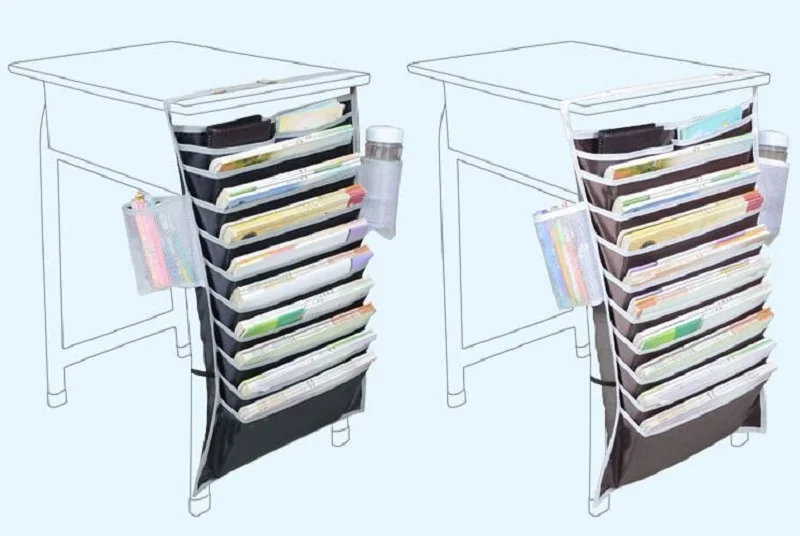 Creative stationery multi-functional student desk hanging book bag Learning book storage bag