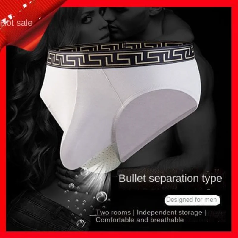 Men's Split Triangle Underwear Big Bag Elephant Nose Large Size Modal Sexy Panties Men's Mesh Breathable Shorts Extend Sex Time