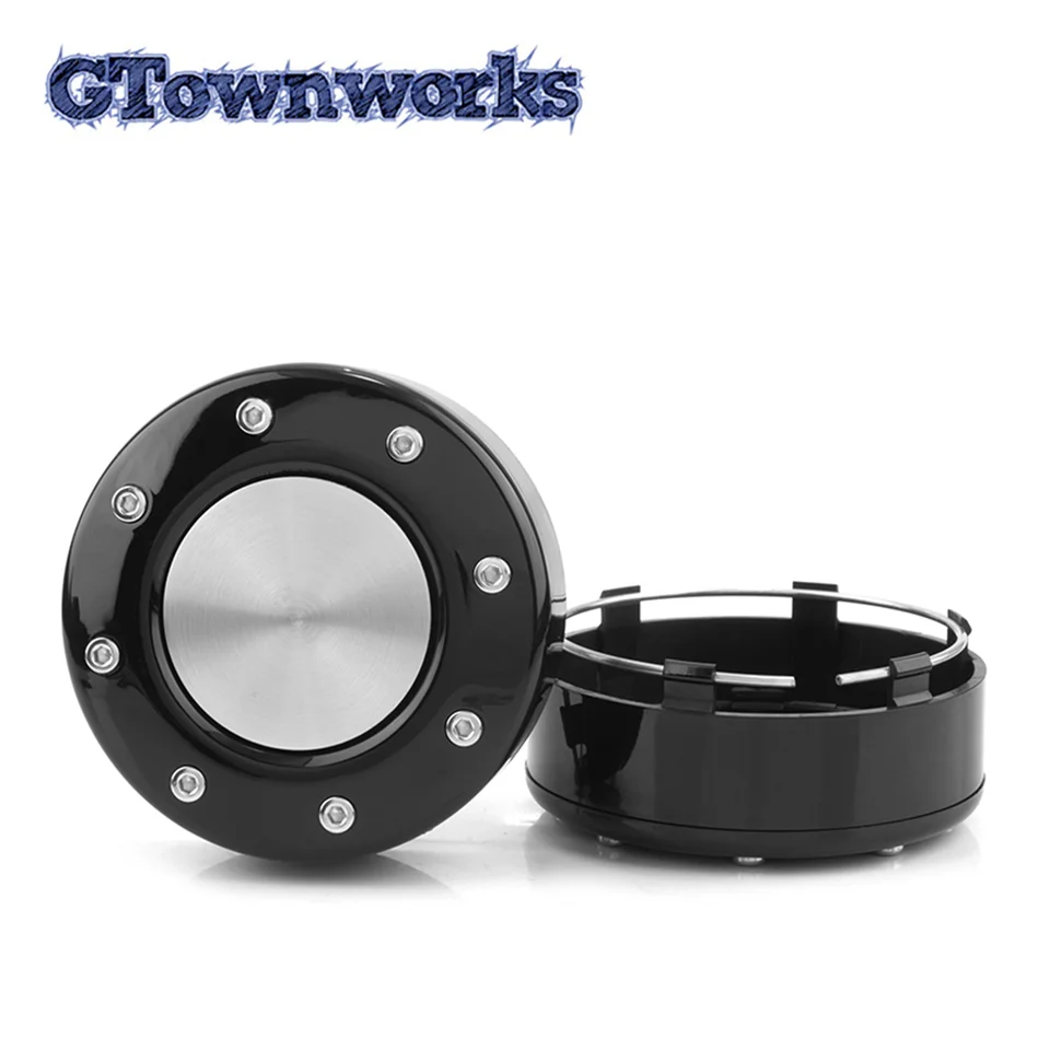 KitsPro 60MM Wheel Center Caps - Pack Of 4 Gloss Black ABS Caps For Car Wheels (Outer 60MM, Inner 56MM)