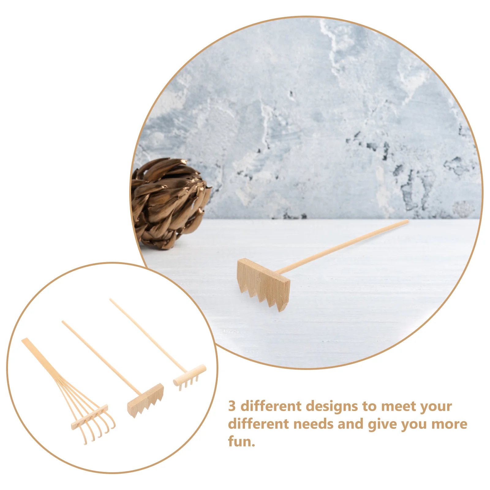 Zen Garden Sand Rake Meditation Rakes Mini Feng Shui Decor Tabletop Miniature Kit farming rake