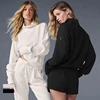 AI Long Sleeved Waffle Weekend Escape Mock Neck Long Sleeve Jogger on-trend Mock Neck Shirt Comfortable and Warm Pants Shorts 1