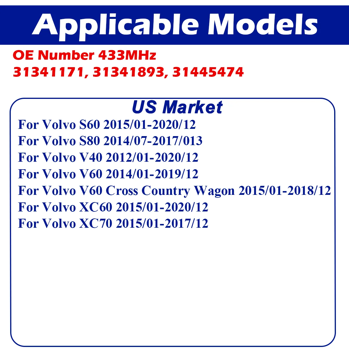 31341171 TPMS Ÿ̾ з  ,  S60 S80 V40 V60 ũν Ʈ ְ XC60 XC70 31341893 31445474 433MHz