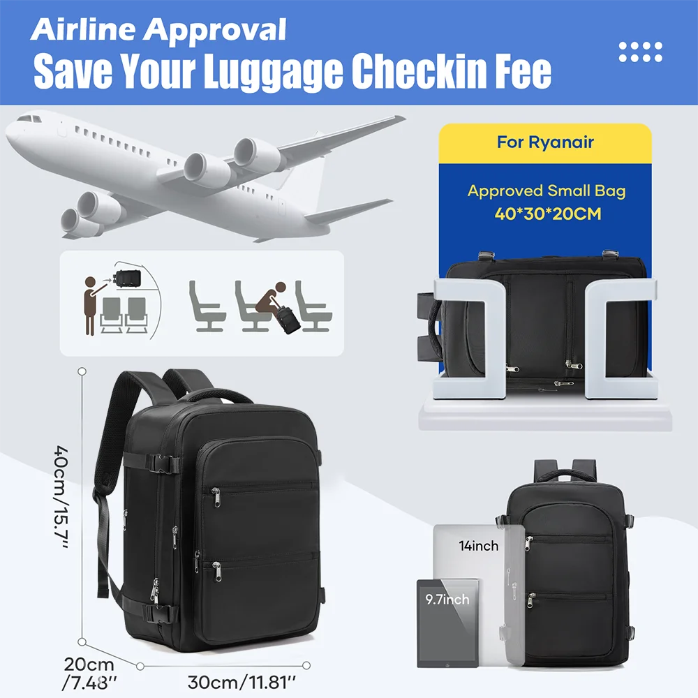  slider image of EeasyJet Ryanair 40x30x20 Backpack，Vacuum