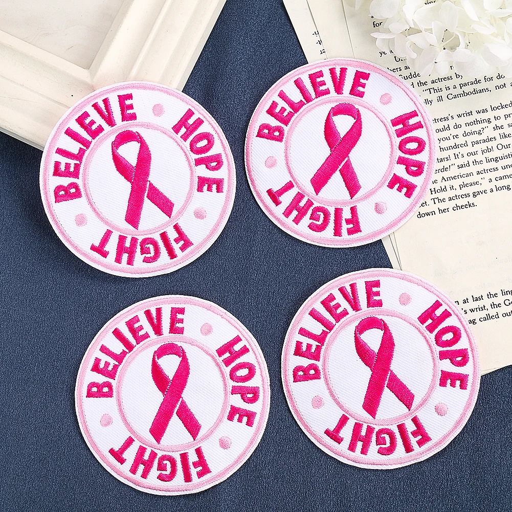 2Pcs Bow Applique Red Scarf Embroidered Patch Hope Believe Fight