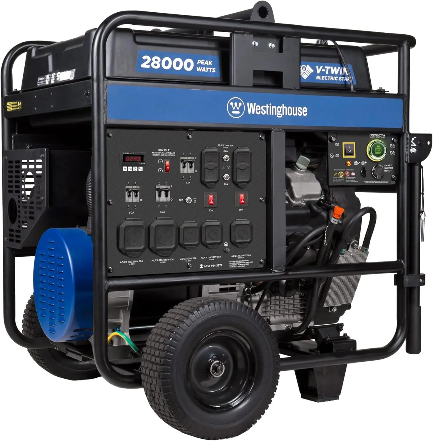 Description Picture 2 of item28000 Peak Watt Home Backup Portable Generator Remote Electric Start with Auto Choke Transfer Switch Ready 30A & 50A Outlets