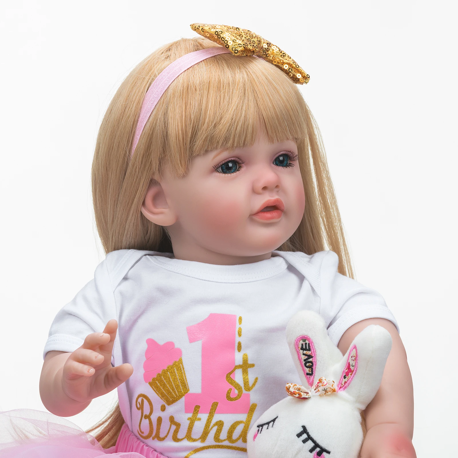 Poupée BJD 60cm - Cheveux Rose Dégradé, Bottes Blanches, Maquillage Inclus