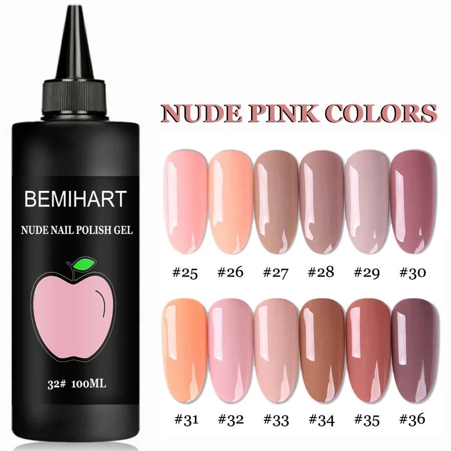 

12 Colors Pure Nude Pink Nail Gel Polish Semi Permanent Solid Nail Gel Varnish One Stroke of Coloring UV Gel for Base Top Coat