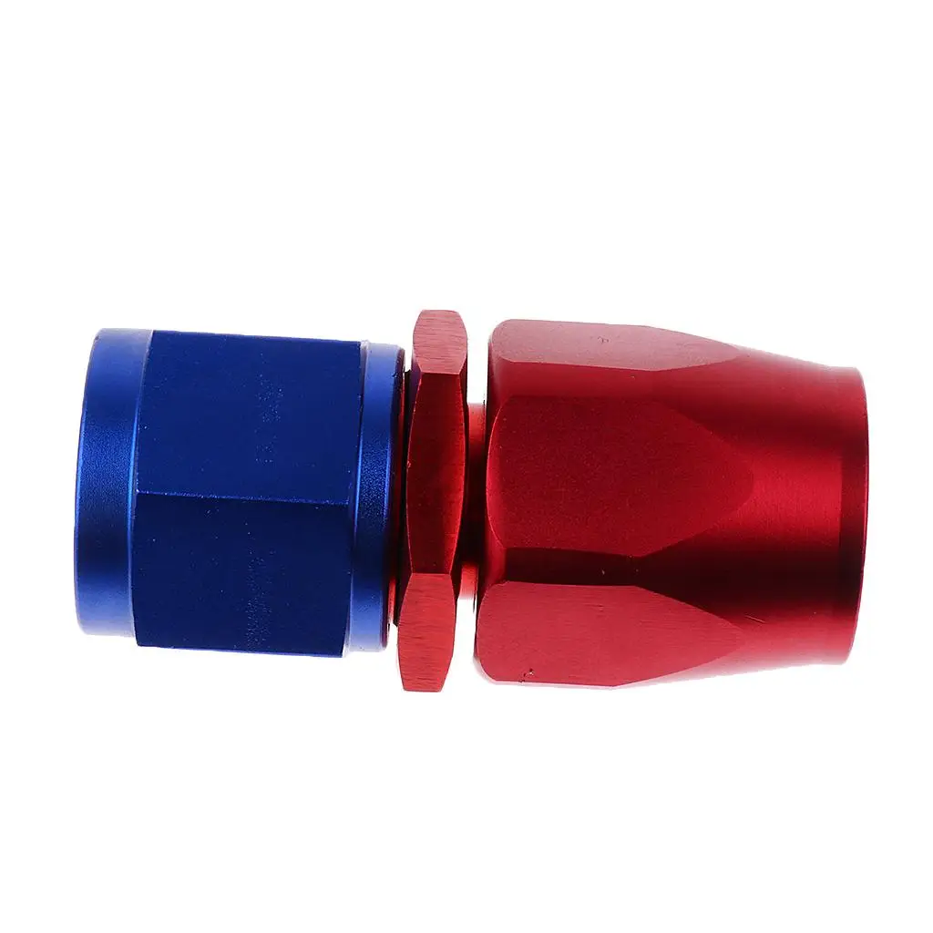 Aluminum Straight Swivel Fuel Oil Gas Line Hose End Fitting Adaptor Blue+Red