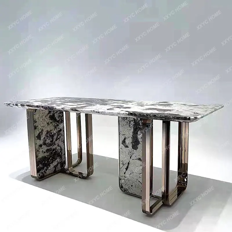 

Fashionable All-Match Light Luxury Dining Table and Chair Natural Marble Light Luxury Italian High-End Imported
