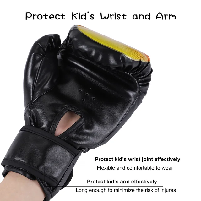 1 Pair Punching Training Workout Fight Exercise Mitts Kids Leather Boxing Gloves Kids Children Train Gym Glove Hand Protector 5