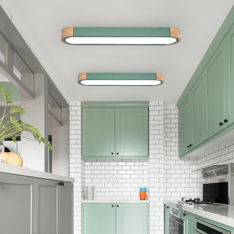 

Modern Ceiling Lights Simplicity Creative Cottage Strip White Gray Green Wood Decoration Kitchen Aisle Corridor Indoor Lighting