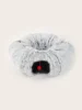 Winter Plush Cat Bed with Tunnel for Indoor Cats, Multifunctional Cat Tunnel Bed with Peephole, Fluffy Donut Cat Bed with Tunnel 4
