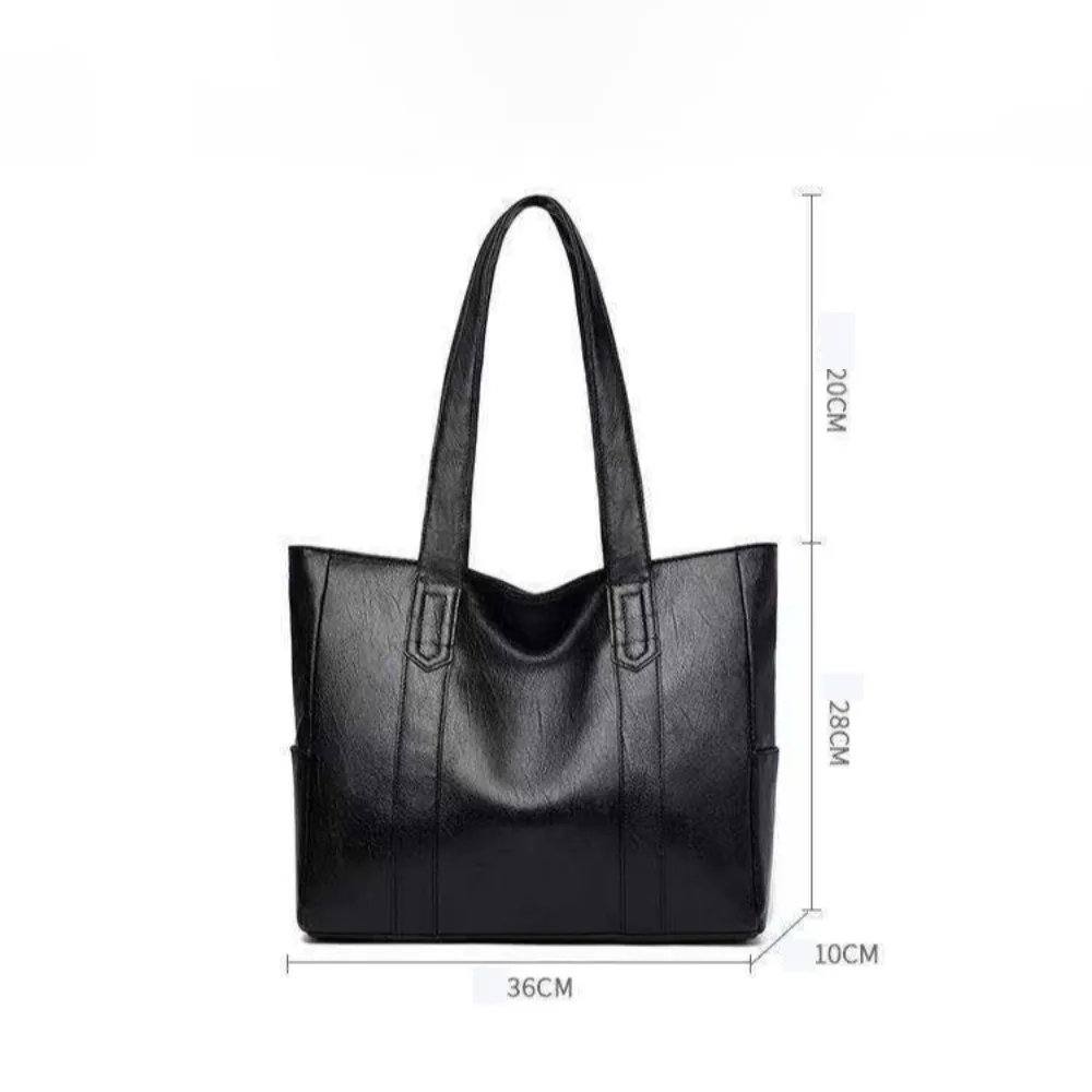 Versatile Soft PU Leather Bag New Square Shape Vintage Handbag Large Capacity Solid Color Shoulder Bag Shopping Bag