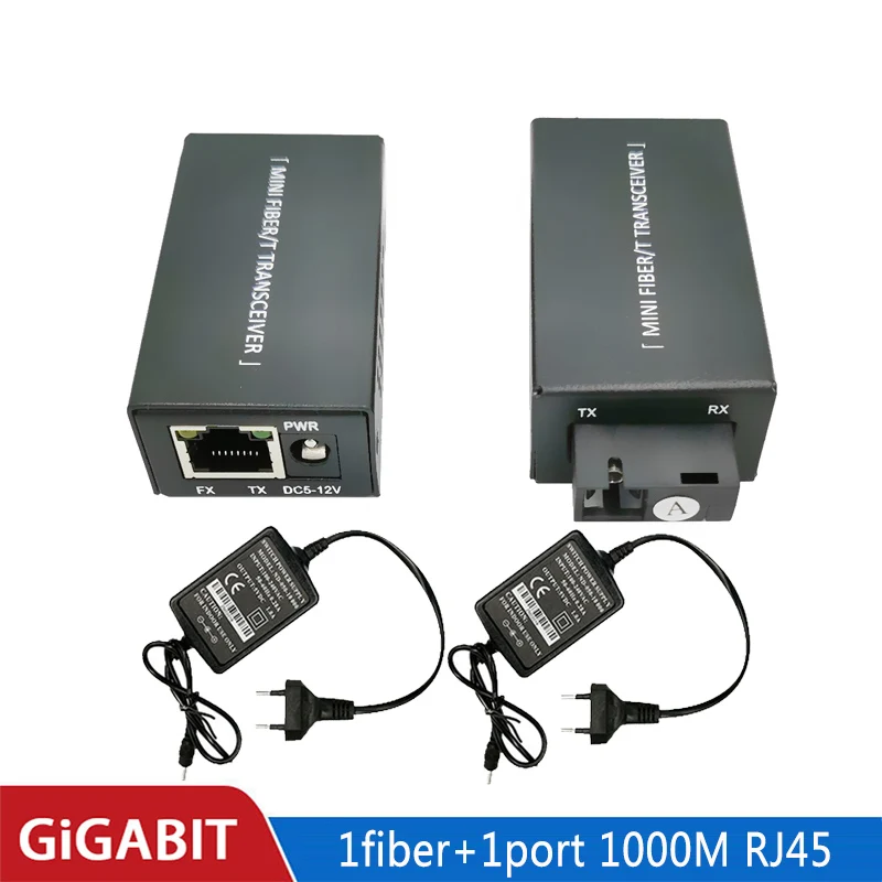 1 Pair Gigabit 100/1000M A/B SC Ethernet Fiber Switch Media Converter Rj45 Optic