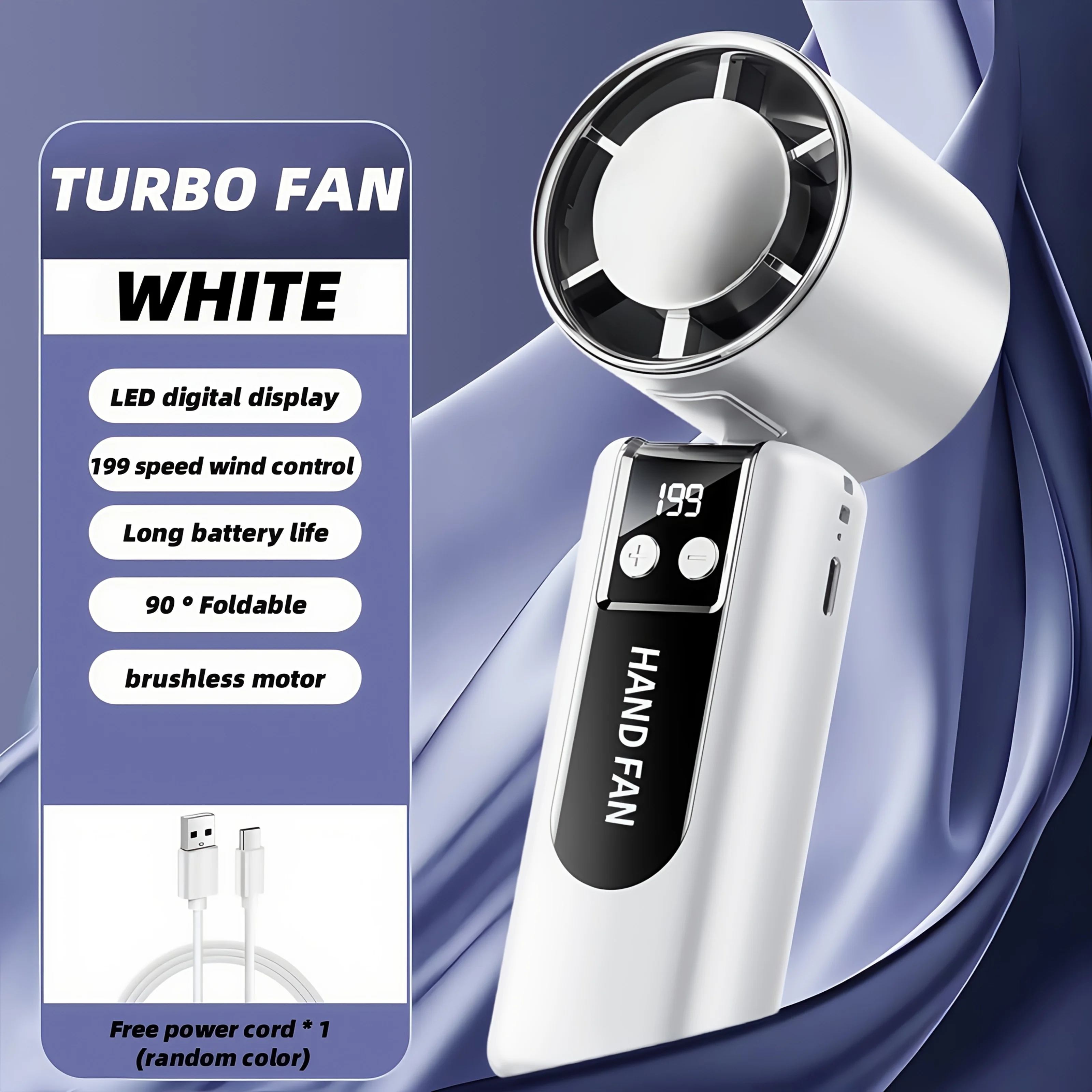 JKUOO USB Handventilator 2025 Drei-in-Eins-Bedienung, Tragbarer Großkapazitäts-Akku-Kühlventilator mit 199 Einstellbaren Geschwindigkeiten