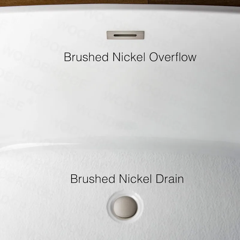 71" Acrylic Freestanding Bathtub Contemporary Soaking Tub White Acrylic (Brushed Nickel Drain/Overflow) with Pillow