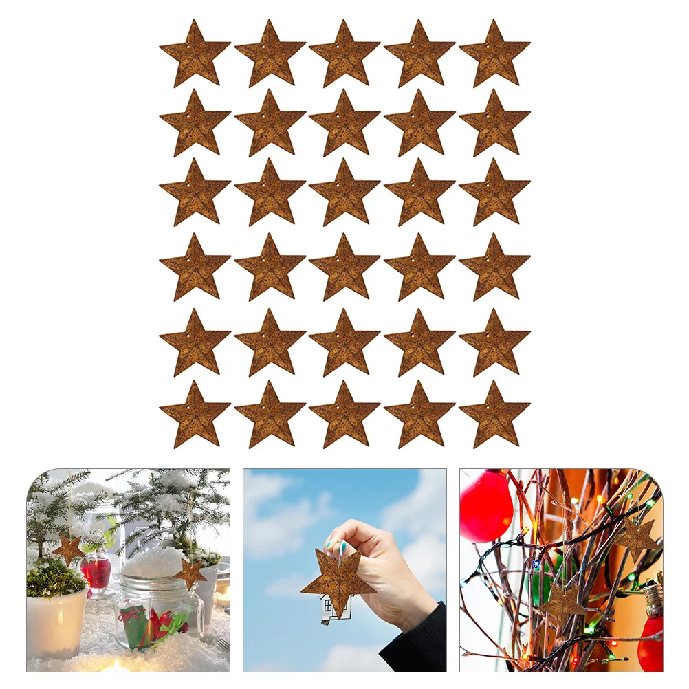 

Christmas Tree Metal Stars Rusty Pentagram Small Star Barn Miniatures Decorations Country Rusty Barn Star Party Supplies