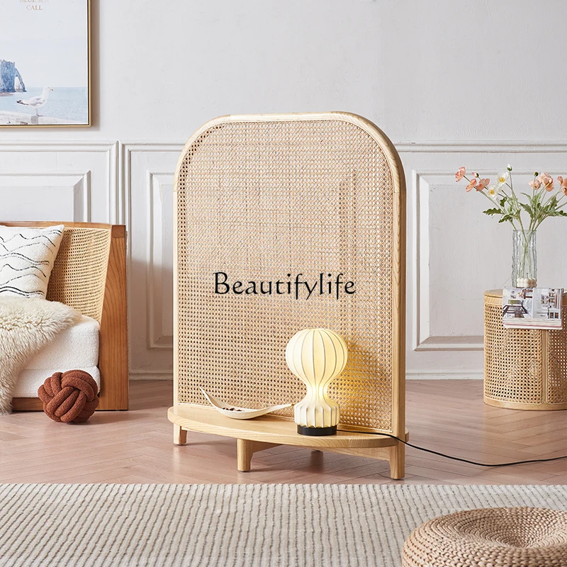 

Rattan Screen Nordic Partition Retro Simple Accordion Partition Partition Wall