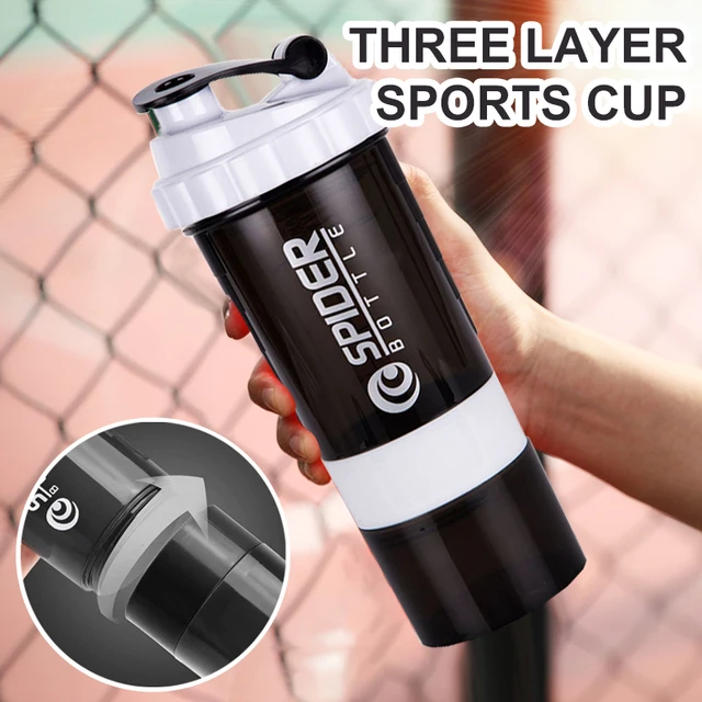 3 Layers Sport Protein Shaker Bottles 450ML Mixing Ball Shaker Cup BPA Free  Plastic Sport Cute Drink Water Bottle EDC Portable - AliExpress