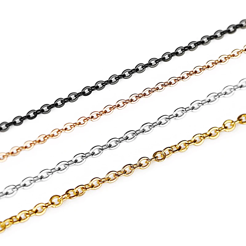 Rose Gold Stainless Steel Chain Necklace - 2 Meters, 1-3mm Gold Link Cable for DIY Jewelry Making Supplies Wholesale