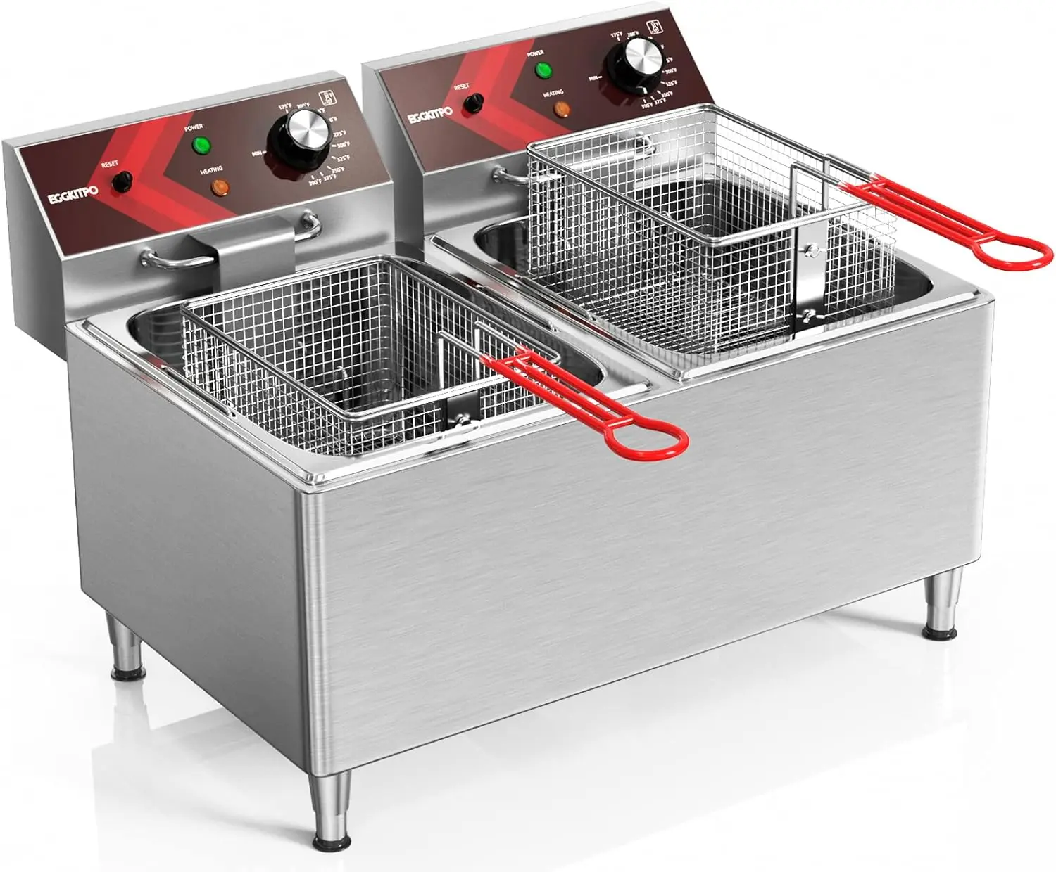 Deep fryers Commercial Deep Fryer 12L x 2 Large Dual Tank Electric Countertop Fryer for Restaurant with 2 Frying Baskets and Lid