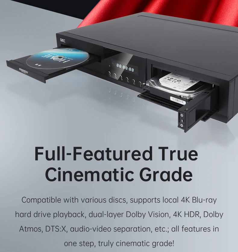 GIEC G5600 True 4K Ultra HD Blu-ray Player Dolby Vision HDD Player DVD Home CD