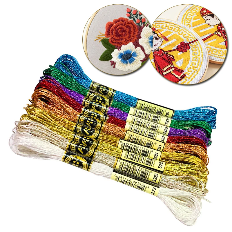 Fil a broder,écheveaux de fil à broder, 8 couleurs, point de croix, fil