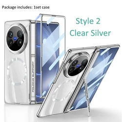 360° Rotating Hinge Protector Case with Full Body Protection for Vivo X Fold5 (Clear Silver)