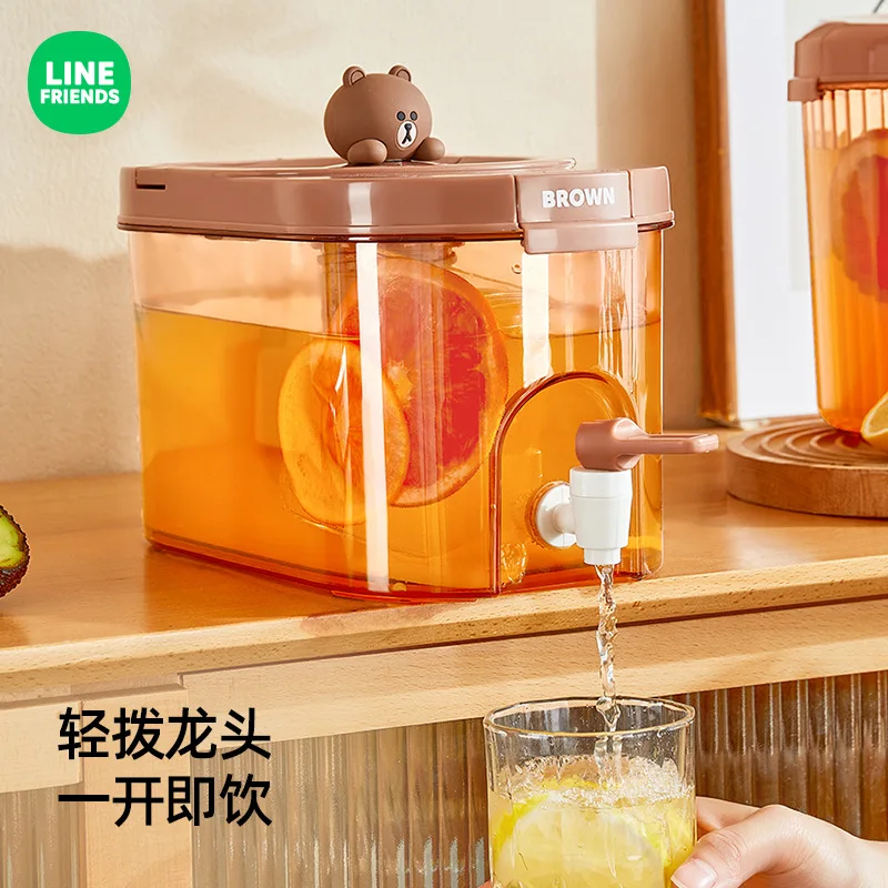 

Кастрюля для холодной воды линия друзей аниме фруктовый чай коричневый кавайный мультяшный милый домашний холодильник большой емкости ведро для напитков