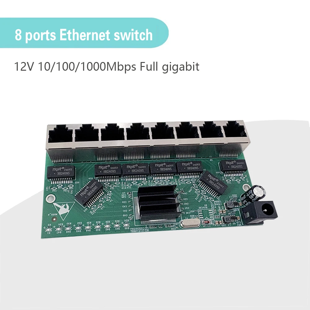 12V 풀 기가비트 이더넷 스위치 8포트 10/100/1000Mbps PCB 보드 스위치 네트워크 장치용