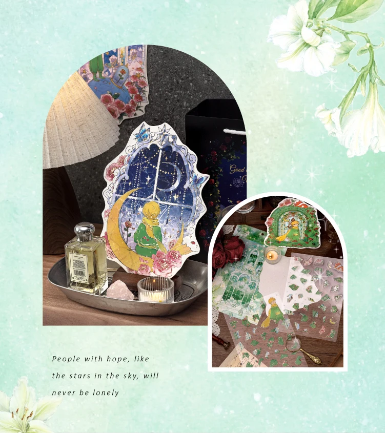 JIANQI Kawaii Prinz und Rose 3D Heißpräge-PET-Puzzle-Aufkleber DIY Taschenkabinen-Szene Weihnachtsgeschenke ﻿ – Detail 15