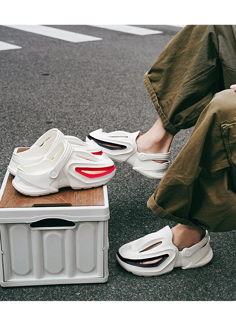 Evshine Men Shark Slides Eva Flat Sandals Summer Beach Footwear_voghion.com