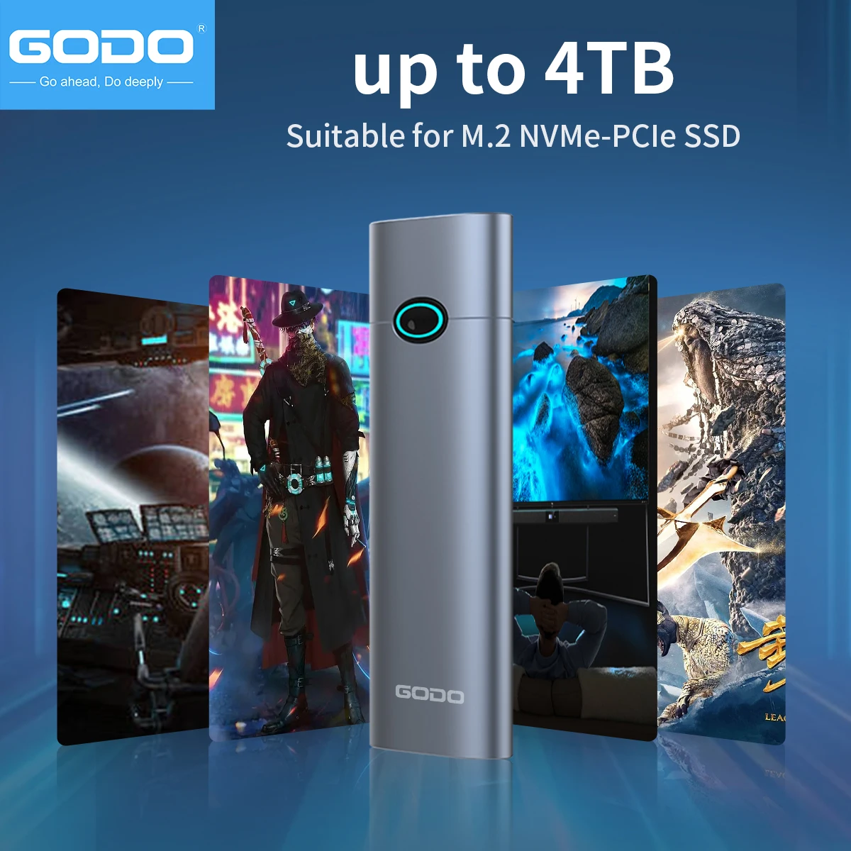 GODO M2 SSD 케이스 M.2 NVMe SSD 외장 어댑터 10Gbps USB 3.2 Gen2 USB C 외장형 케이스 M.2 NVME