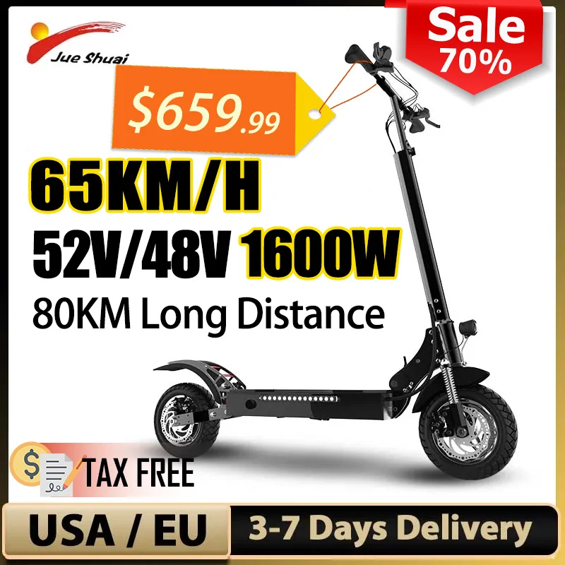 Electric scooter 1600W X750 Electric Scooter Adults 52V Fast Motor 65km/h 80km Long Range 150kg Load Folding Escooter