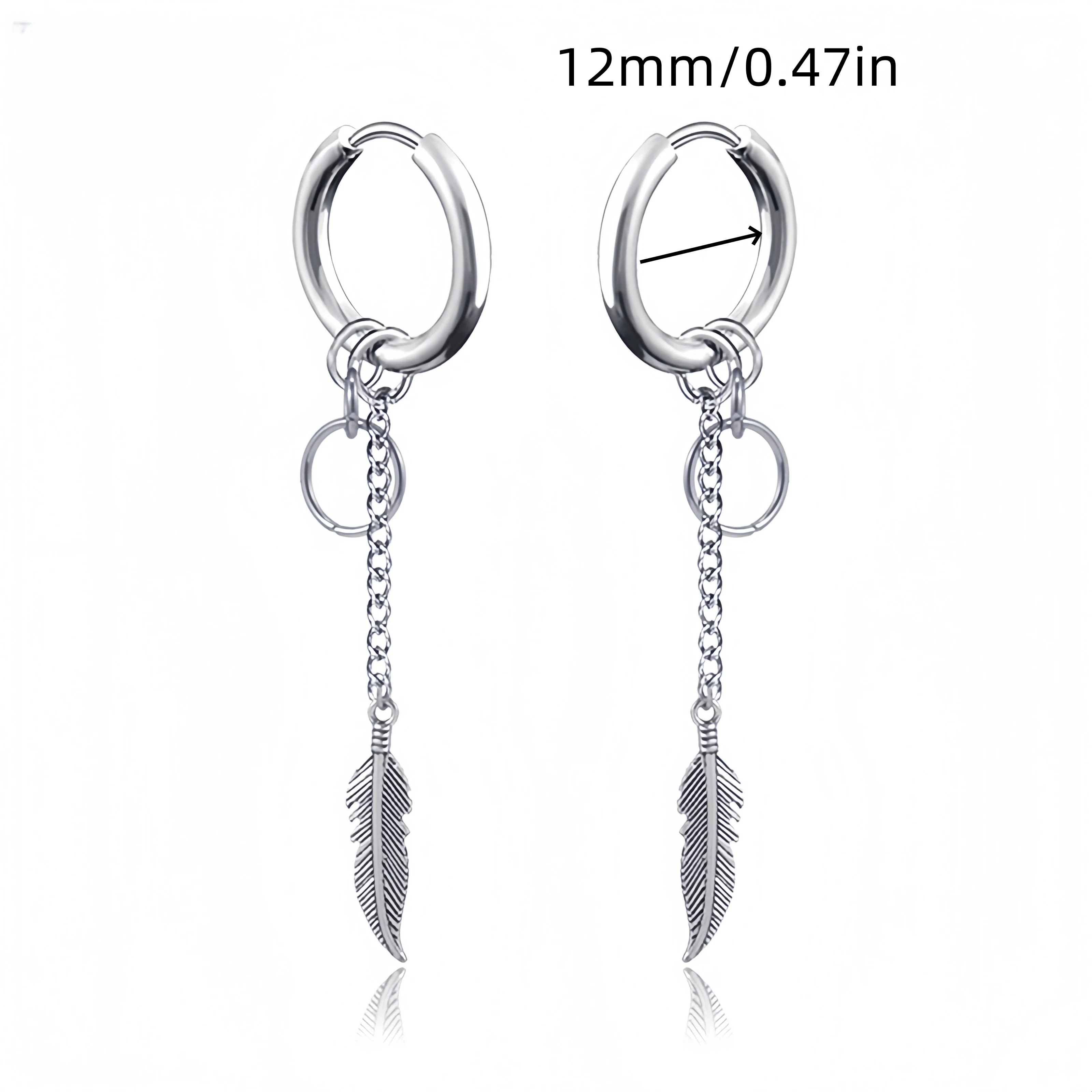 Lange Edelstahl baumelnde hängende Anhänger Tropfenohrring Kreuz für Frau Mann minimalistischen Punk Piercing Ohrschmuck neu im Trend – Detail 4