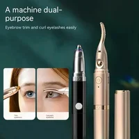 1 heating eyelash curler multifunctional 2-in-1 electric eyelash curler and trimmer, eyebrow shaver, ear and nose hair trimmer 4