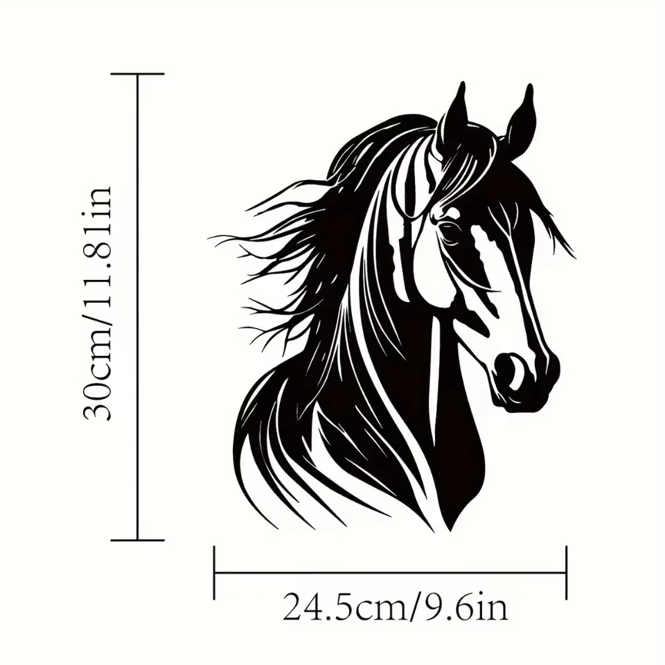 DEKADRON Horse Head Metal Wall Art - 3D Black Steel Sculpture, 13"W X 18"H, Indoor/Outdoor Decor