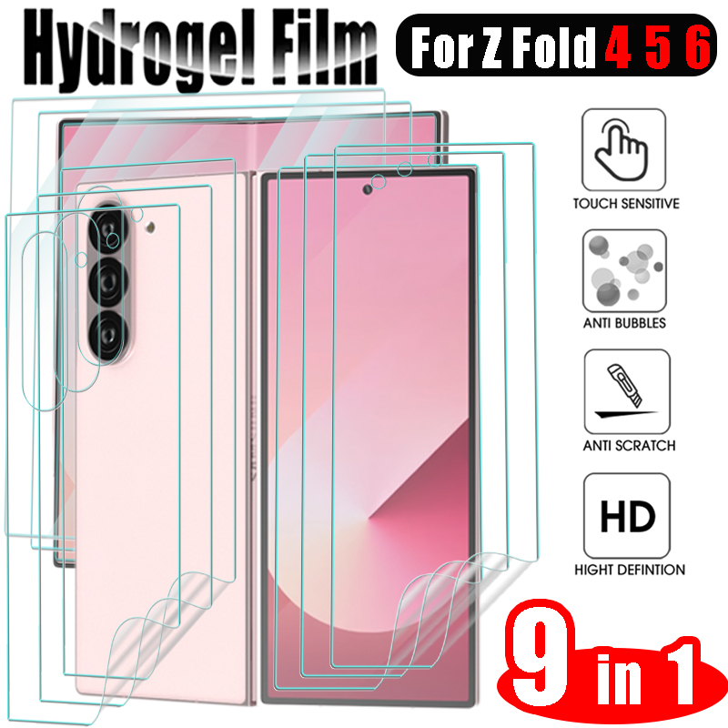 9in1 Hydrogel Film for Samsung Z Fold 6 Fold4 5 6 HD Soft Front Back Inner Screen Protector for Samsung Galaxy ZFold 6 Not Glass