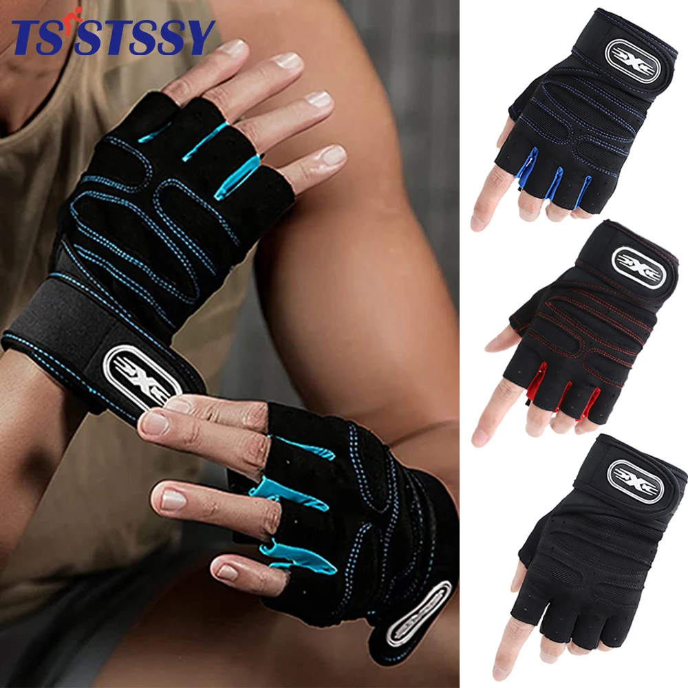 

1Pair Breathable Weight Lifting Gloves Fingerless Workout Gym Gloves with Wrist Support for Fitness Training, Rowing, Pull-ups